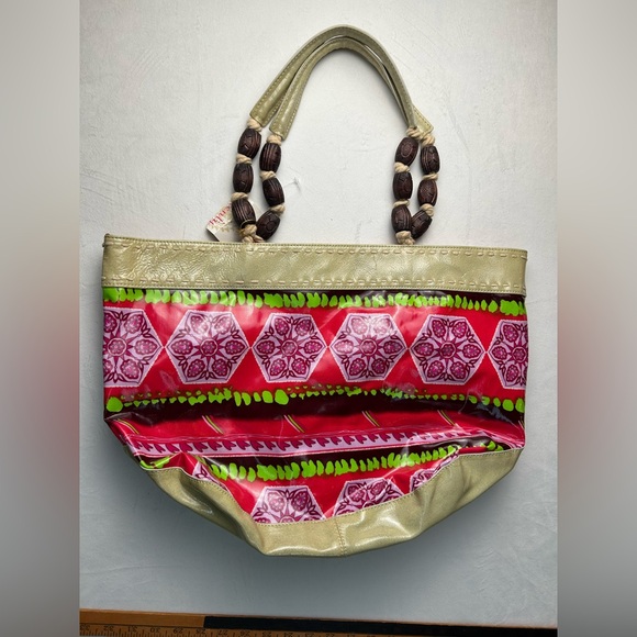 Plenty by Tracy Reese Red and Green Geometric Tote - Picture 3 of 9